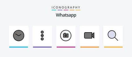 linha whatsapp cheia de 5 ícones incluindo telefone. aplicativo. básico. ui. fone de ouvido. design de ícones criativos vetor