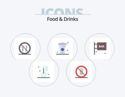 design de ícone plano de pacote de 5 ícones de alimentos e bebidas. bebidas. copo. não. café. proibido vetor