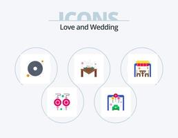 pacote de ícones planos de casamento 5 design de ícones. Ame. Comida. disco. almoço. jantar vetor