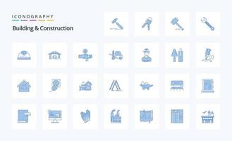 25 pacotes de ícones azuis de construção e construção vetor