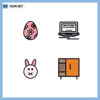 4 ícones criativos, sinais e símbolos modernos de decoração, design de ovo de coelho, elementos de design de vetores editáveis em casa