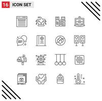 pacote de ícones vetoriais de estoque de 16 sinais e símbolos de linha para conversação cruz mardi gras computação marketing elementos de design de vetores editáveis