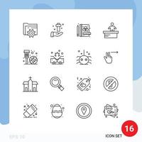 16 símbolos de sinais de contorno universal de trabalhador de basquete caixa de escritório de páscoa elementos de design de vetores editáveis