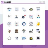 grupo de símbolos de ícones universais de 25 cores planas modernas de comunicação, dinheiro, arquivo, marketing, negócios, elementos de design de vetores editáveis
