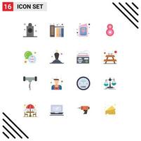 16 ícones criativos sinais modernos e símbolos de arquivos de lavagem infantil de xampu convite pacote editável de elementos de design de vetores criativos