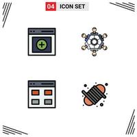 4 ícones criativos sinais modernos e símbolos de comunicação comunicação interface de jogo do usuário elementos de design vetoriais editáveis vetor