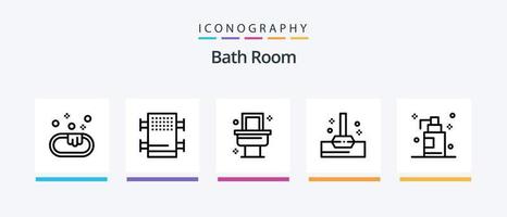 pacote de ícones da linha 5 do banheiro, incluindo . sala. banho. banho. banheiro. design de ícones criativos vetor