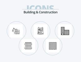 design de ícones do pacote de 5 ícones de linha de construção e construção. parafuso. construção. caminhão. prédio. construção vetor