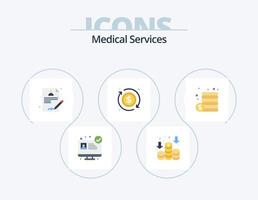 design de ícone plana de pacote de 5 ícones de serviços médicos. . . doutor. dinheiro. dinheiro vetor