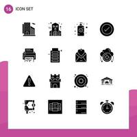 pacote de interface do usuário de 16 glifos sólidos básicos de elementos de design de vetores editáveis de exclusão de shampoo de bebê confidencial wireframe ui