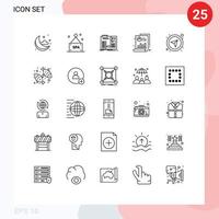 25 ícones criativos sinais modernos e símbolos de gps bússola diy gráfico barra elementos de design vetoriais editáveis vetor