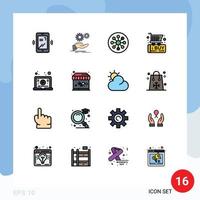 conjunto de 16 sinais de símbolos de ícones de interface do usuário modernos para átomo de comércio na Internet comprar elementos de design de vetores criativos editáveis de laboratório