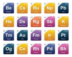 20 tabela periódica do design do pacote de ícones de elementos vetor