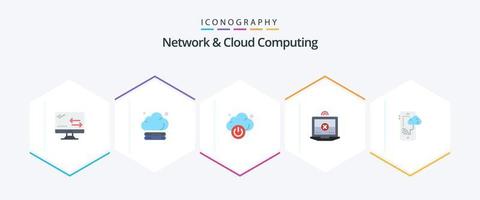 pacote de ícones planos de rede e computação em nuvem 25, incluindo tecnologia. conexão. nuvem. nuvem. Informática vetor