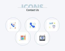 Contate-nos Flat Icon Pack 5 Icon Design. Arquivo. dados. ligar. Wi-fi. comunicação vetor