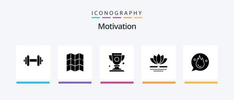 pacote de ícones de glifo de motivação 5, incluindo educação. bate-papo. copo. chinês. spa. design de ícones criativos vetor