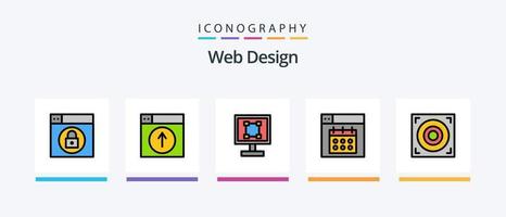 linha de design da web cheia de 5 ícones, incluindo design. Programas. rede. área. gráfico. design de ícones criativos vetor