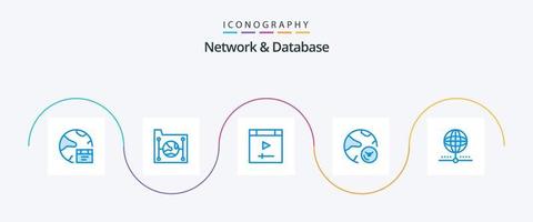pacote de ícones azul 5 de rede e banco de dados, incluindo informações. análise. Arquivo. página vetor