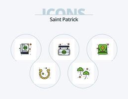 linha de saint patrick cheia de ícones pack 5 design de ícones. chifres. Shopping. afortunado. Presente. Felicidades vetor