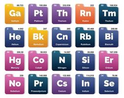 20 tabela periódica do design do pacote de ícones de elementos vetor