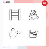 pacote de 4 sinais e símbolos modernos de cores planas de linha preenchida para mídia impressa na web, como elementos de design vetorial editável de negócios bloqueados de segurança humana de escada vetor