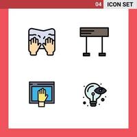4 ícones criativos, sinais modernos e símbolos de conteúdo de massagem, corrida de texto, elementos de design de vetores editáveis na internet