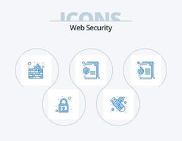 web security blue icon pack 5 design de ícone. . fogo. proteção. Arquivo. texto vetor
