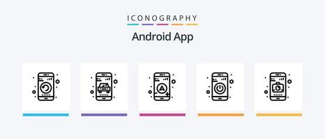 pacote de ícones da linha 5 do aplicativo Android, incluindo armazenamento. documento. globo. costas. volume. design de ícones criativos vetor