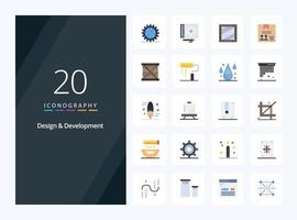 20 ícone de cor plana de desenvolvimento de design para apresentação vetor