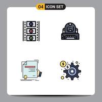 conjunto de 4 símbolos de símbolos de ícones de interface do usuário modernos para elementos de design de vetor editável de prêmio de capacete de astronauta de grau de bobina de filme