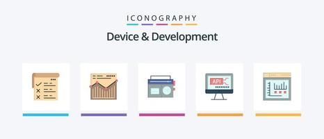 dispositivo e pacote de ícones planos 5 de desenvolvimento, incluindo internet. Educação. fita . codificação. computador. design de ícones criativos vetor