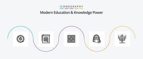 educação moderna e conhecimento power line 5 icon pack incluindo arte digital. curso de linguagem . notas do aluno. curso. Educação vetor