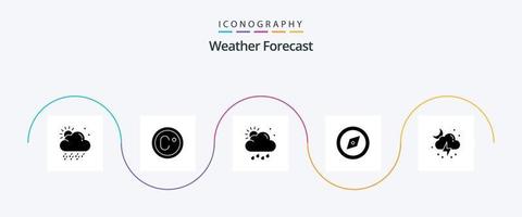 pacote de ícones do glifo meteorológico 5, incluindo . lua. clima. clima. GPS vetor