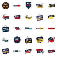 25 banners tipográficos versáteis para promover a adesão em diferentes contextos vetor