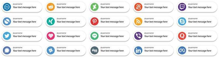 pacote de 20 ícones de mídia social personalizáveis, como likee. Twitter. simples. ícones de bate-papo e feed. moderno e minimalista vetor
