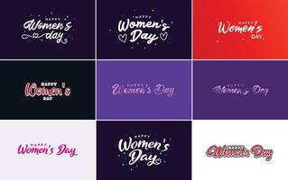 conjunto de cartões com o logotipo do dia internacional da mulher e um brilhante. design colorido vetor