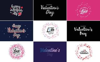 modelo de cartão feliz dia dos namorados com um tema floral e um esquema de cores vermelho e rosa vetor
