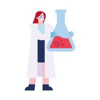 mulher química com desenho vetorial de frasco vetor