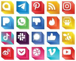 20 ícones de marca de mídia social em 3D, como douyin. compartilhamento de slides. meta. iscas e não gostam de ícones. moderno e de alta qualidade