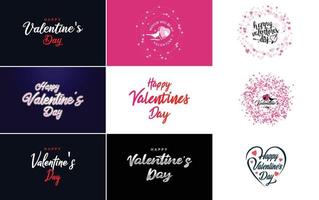 modelo de cartão feliz dia dos namorados com um tema romântico e um esquema de cores vermelho e rosa vetor
