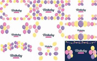 ilustração em vetor de um fundo de comemoração de feliz aniversário com balões. bandeira. e confetes para cartões