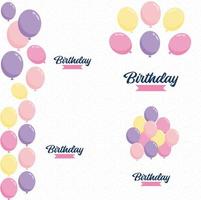 banner de aniversário com moldura e balões de aquarela desenhados à mão simbolizando um design de festa de aniversário adequado para cartões de férias e convites de aniversário vetor