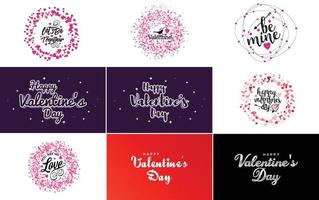 modelo de cartão feliz dia dos namorados com um tema floral e um esquema de cores rosa vetor