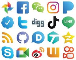 20 ícones de mídia social gradiente para marcas populares, como a China. douyin. ícones tiktok e tweet. criativo e atraente vetor