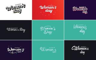 conjunto de elementos de design de vetores de sinais e emblemas do feliz dia internacional da mulher. sinais. rótulos. e coleção de emblemas