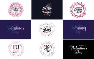 cartaz de tipografia de letras feliz dia da mulher com design de convite de dia internacional da mulher de coração vetor