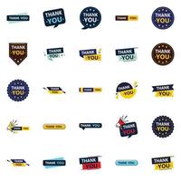 25 ícones vetoriais versáteis para uma mensagem de agradecimento flexível e adaptável vetor