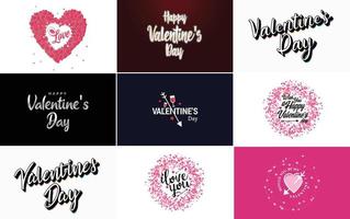 modelo de cartão feliz dia dos namorados com um tema animal fofo e um esquema de cores rosa vetor