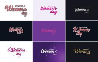conjunto de cartões do dia internacional da mulher com um logotipo e um esquema de cores gradiente vetor