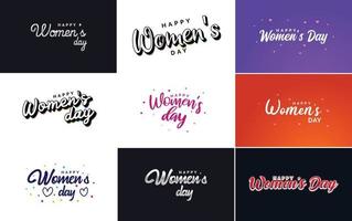 design tipográfico de 8 de março com texto feliz do dia da mulher vetor